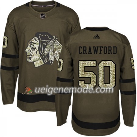 Herren Eishockey Chicago Blackhawks Trikot Corey Crawford 50 Adidas 2017-2018 Camo Grün Authentic